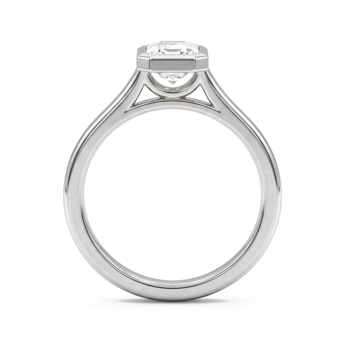 Esme - Bague solitaire en moissanite taille émeraude à serti clos