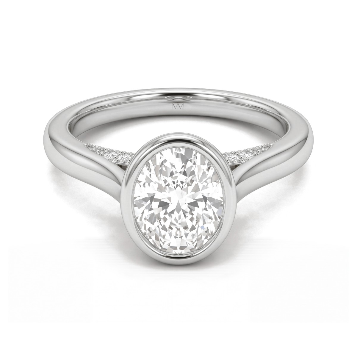 Camille - Bague à serti clos avec moissanite ovale et galerie ajourée