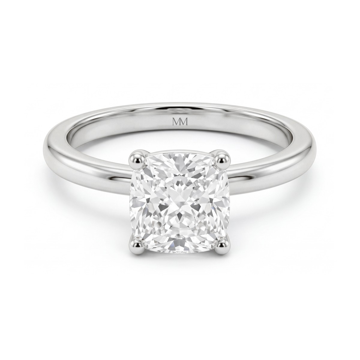 Altessa - Bague de fiançailles solitaire en moissanite taille coussin avec serti haut à quatre griffes