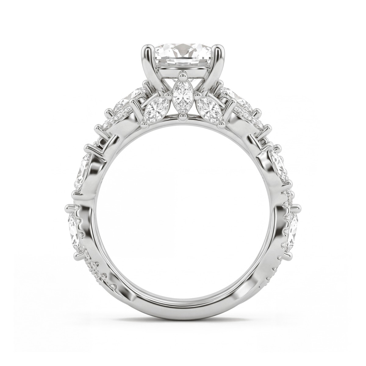 Wisteria - Bague en moissanite ovale avec anneau en forme de sarment torsadé