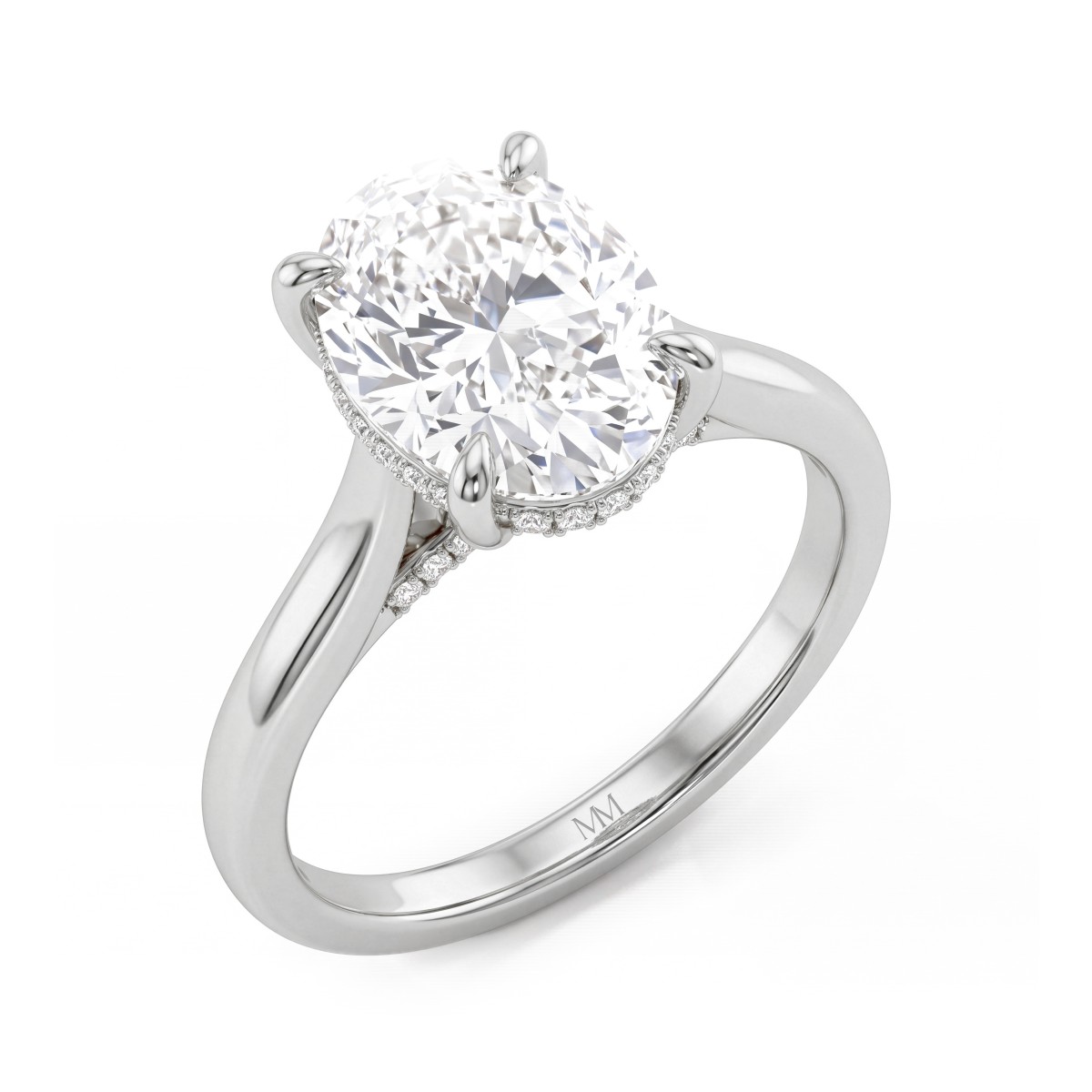 Nimbus - Bague de fiançailles en moissanite ovale avec halo caché