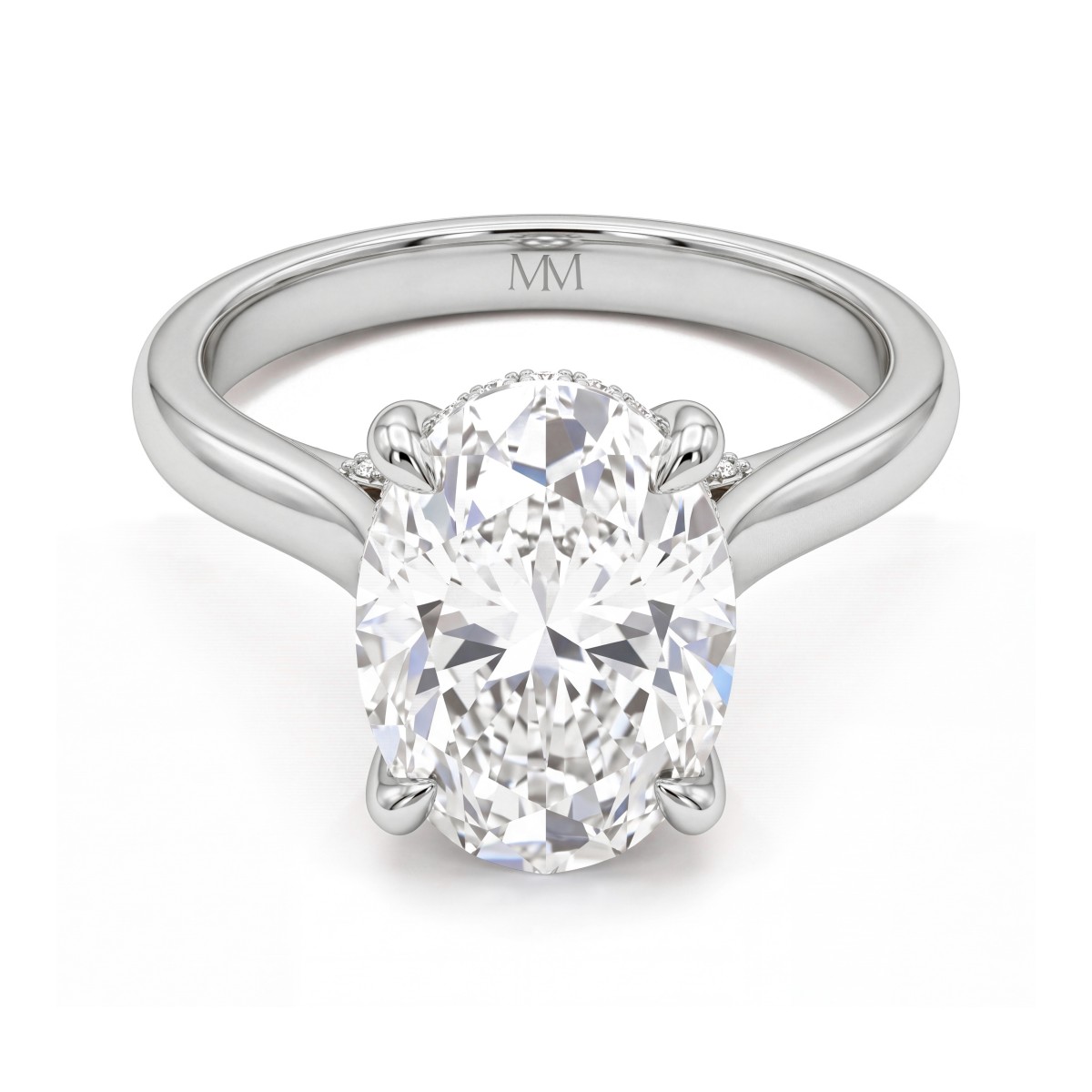 Nimbus - Bague de fiançailles en moissanite ovale avec halo caché