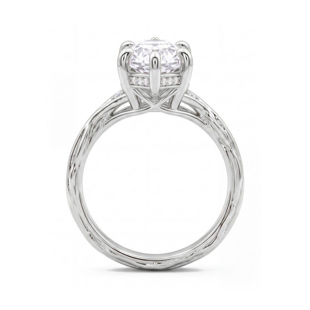 Hazel - Bague en moissanite marquise avec anneau en forme de branche torsadée