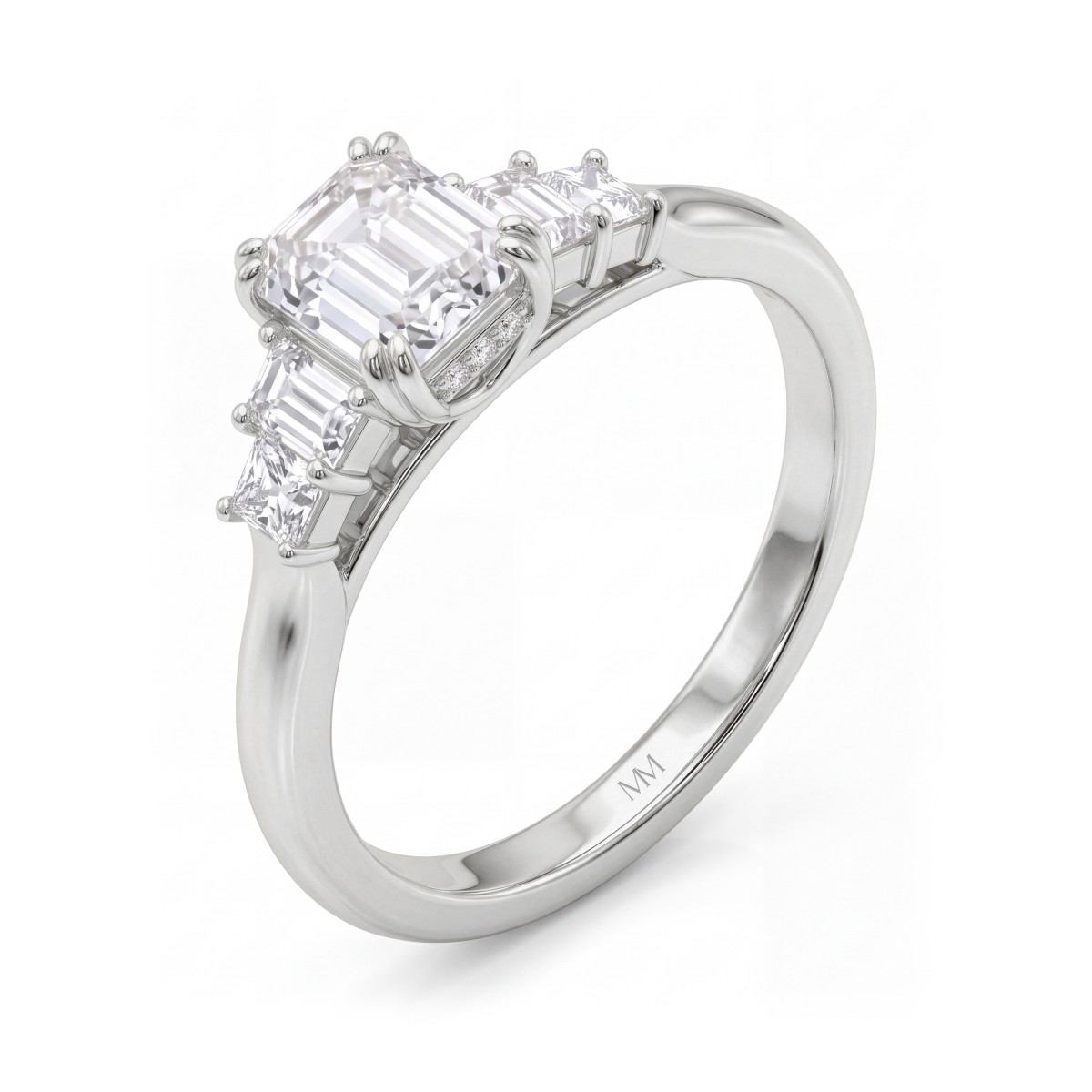 Mosaic - Bague à cinq pierres en moissanite taille émeraude