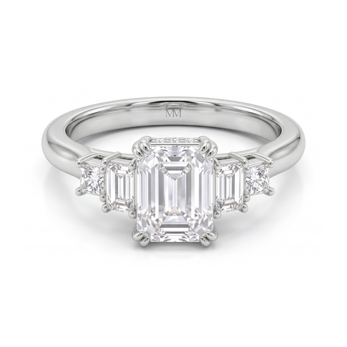 Mosaic - Bague à cinq pierres en moissanite taille émeraude