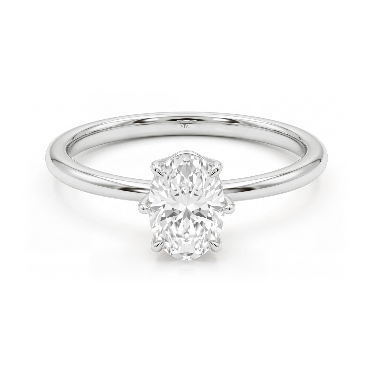 Mignon - Bague solitaire en moissanite ovale à six griffes