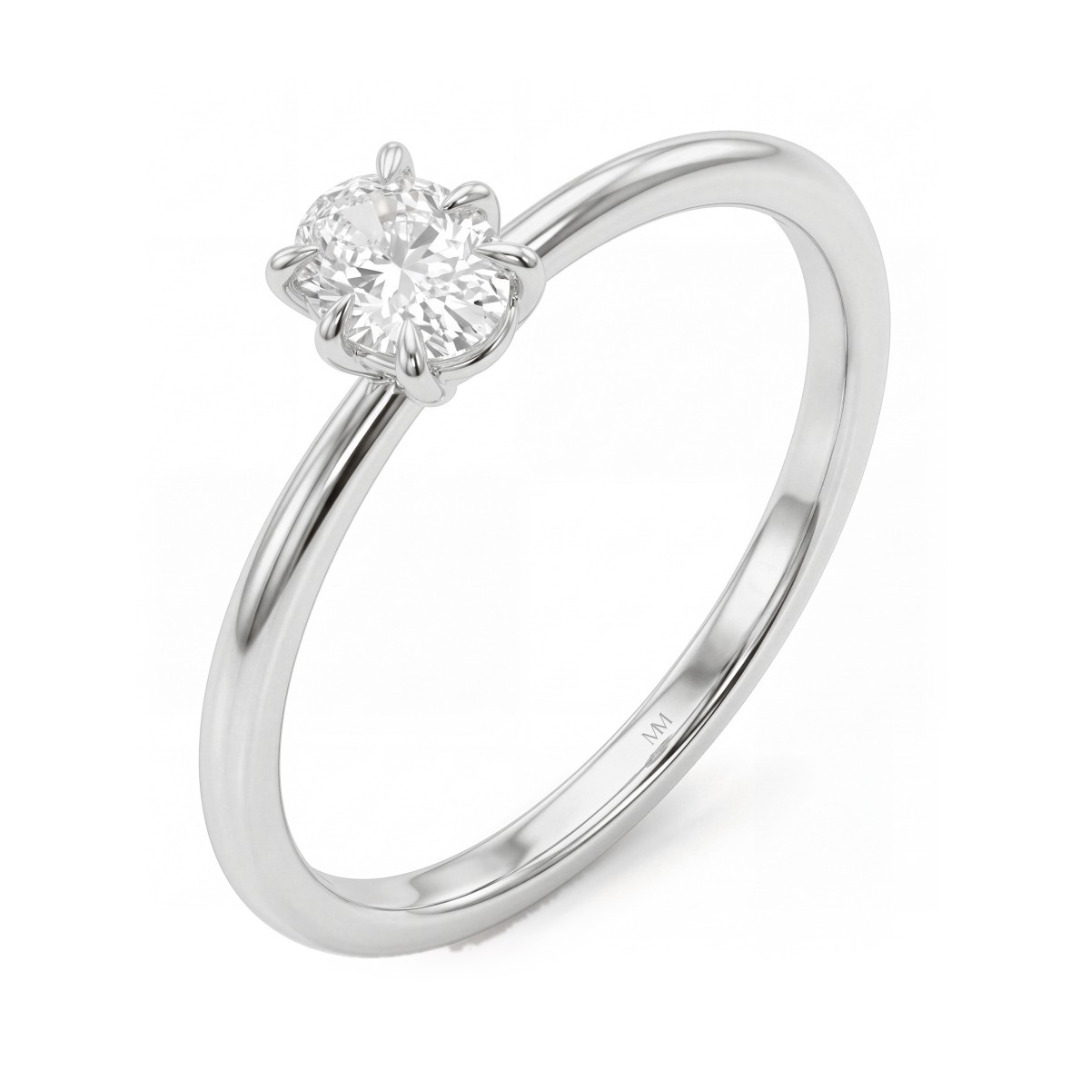 Mignon - Bague solitaire en moissanite ovale à six griffes