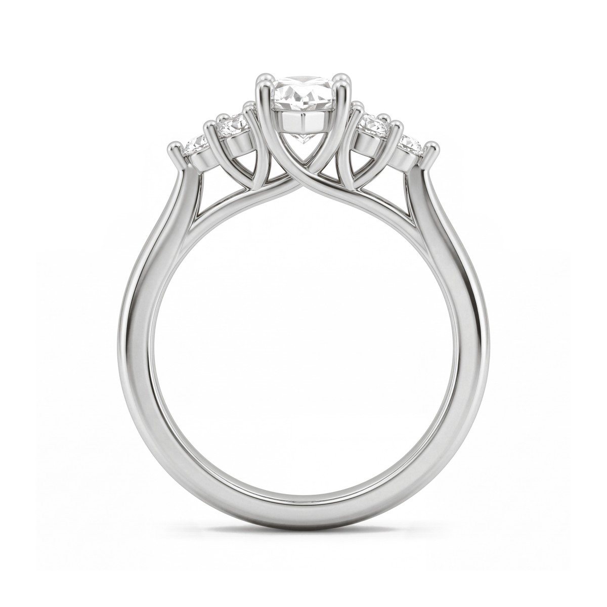 Posy - Bague en moissanite marquise avec pierres latérales en grappe