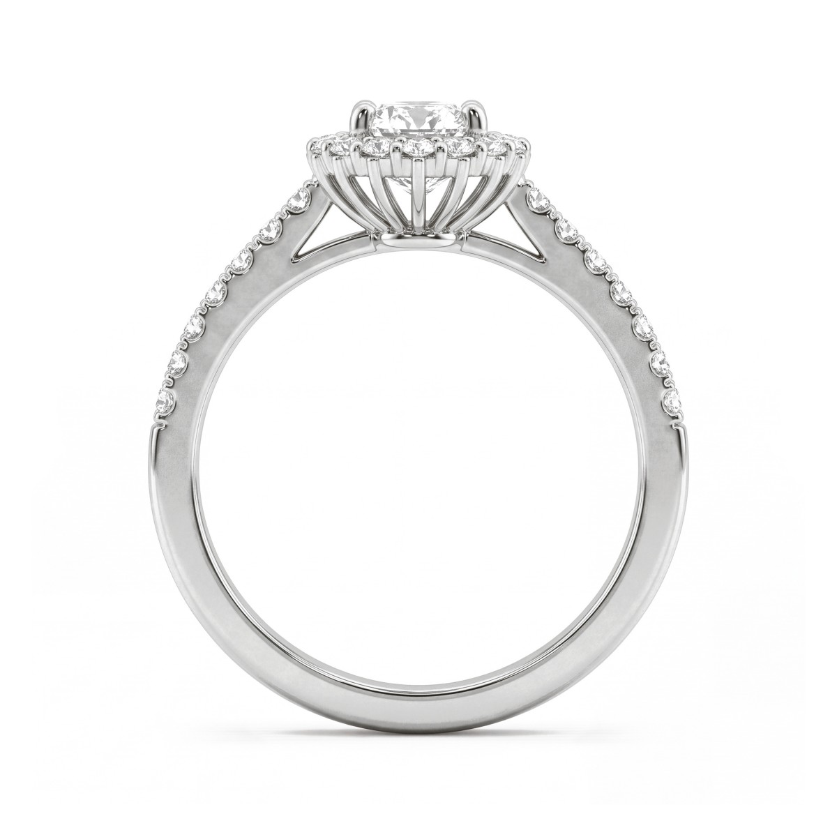 Soleil - Bague halo en moissanite ovale avec anneau pavé