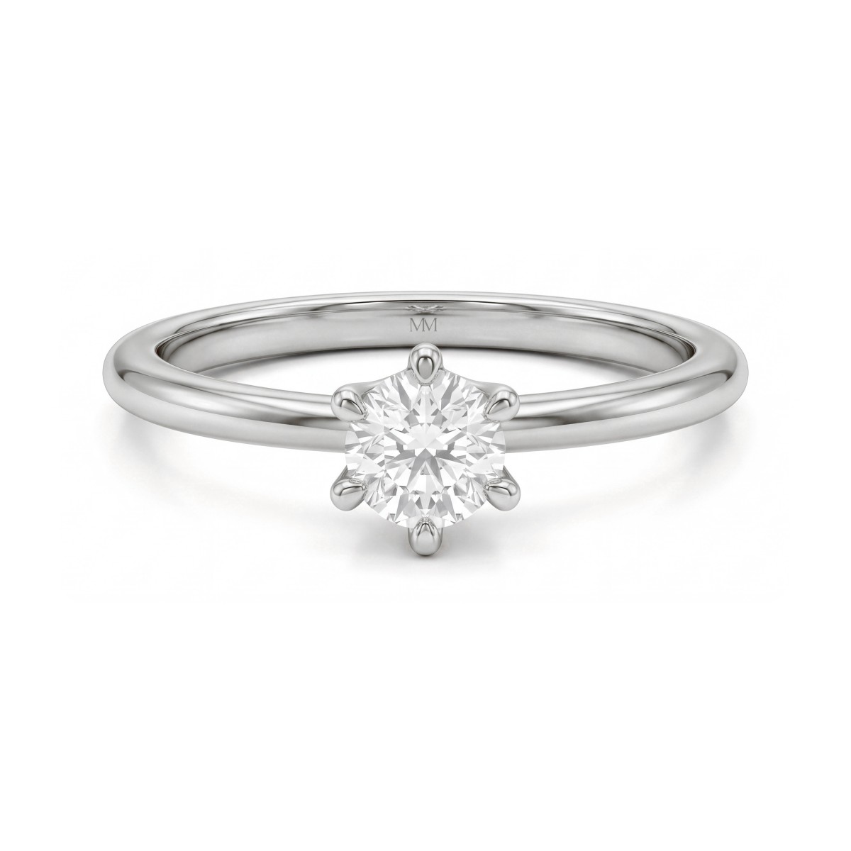 Lily - Bague solitaire en moissanite ronde à sertissage tulipe