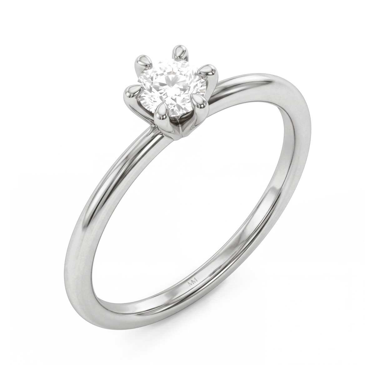 Lily - Bague solitaire en moissanite ronde à sertissage tulipe