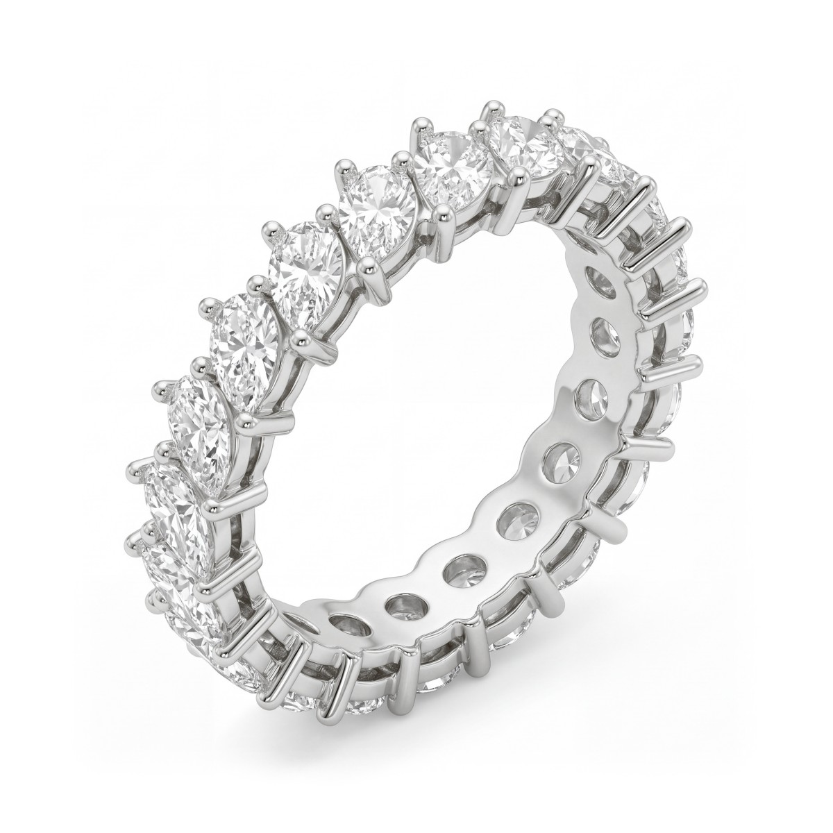 Laurel - Bague tour complet en moissanite taille poire avec pierres inclinées