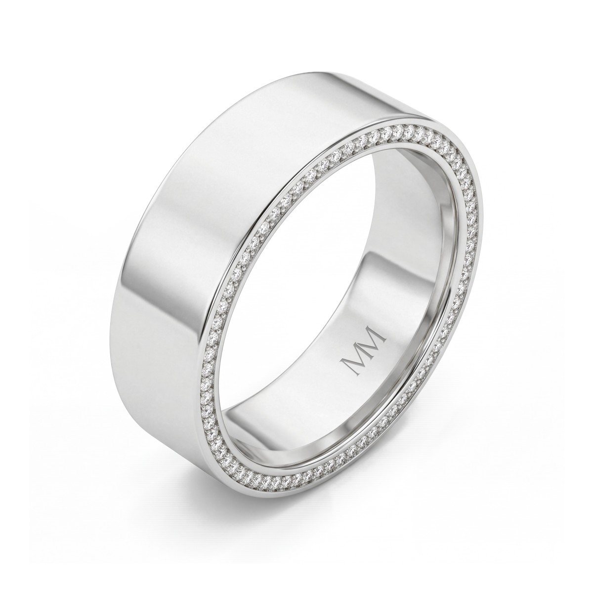 Horizon - Alliance pour homme en moissanite avec bords pavés