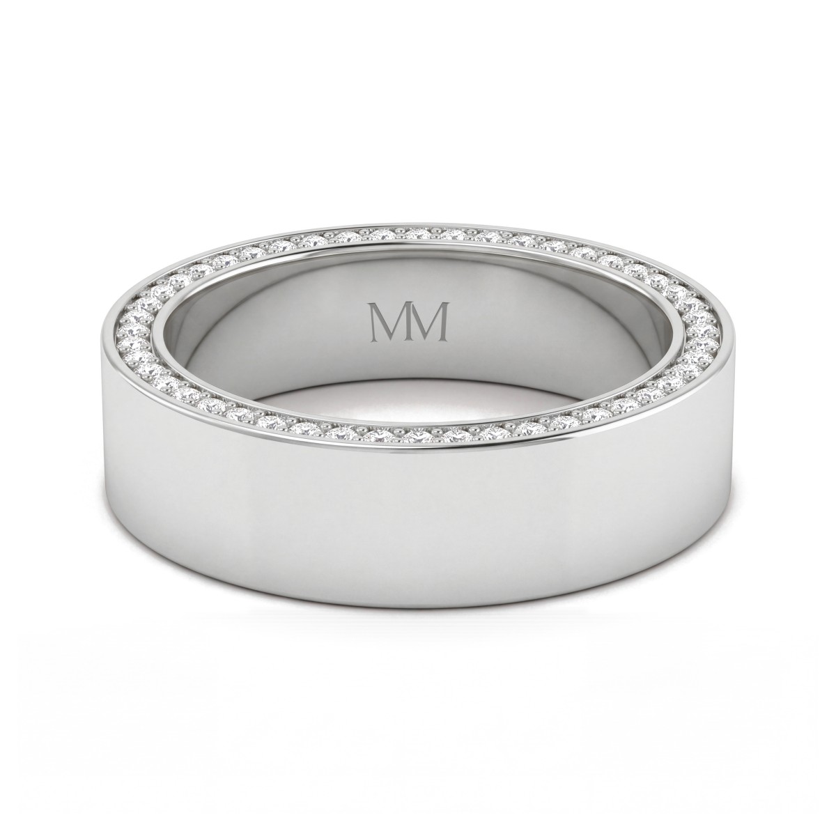 Horizon - Alliance pour homme en moissanite avec bords pavés