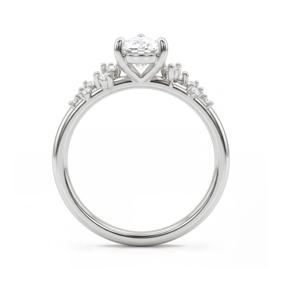 Estelle - Bague en moissanite taille poire avec pierres latérales disséminées