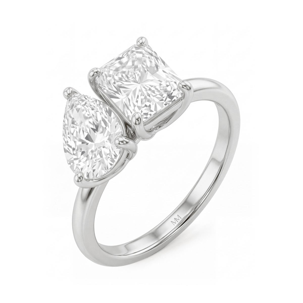 Concordia - Bague toi et moi en moissanite, tailles poire et radiant