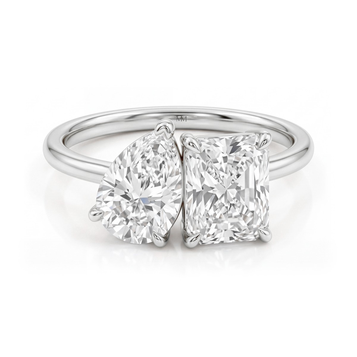 Concordia - Bague toi et moi en moissanite, tailles poire et radiant
