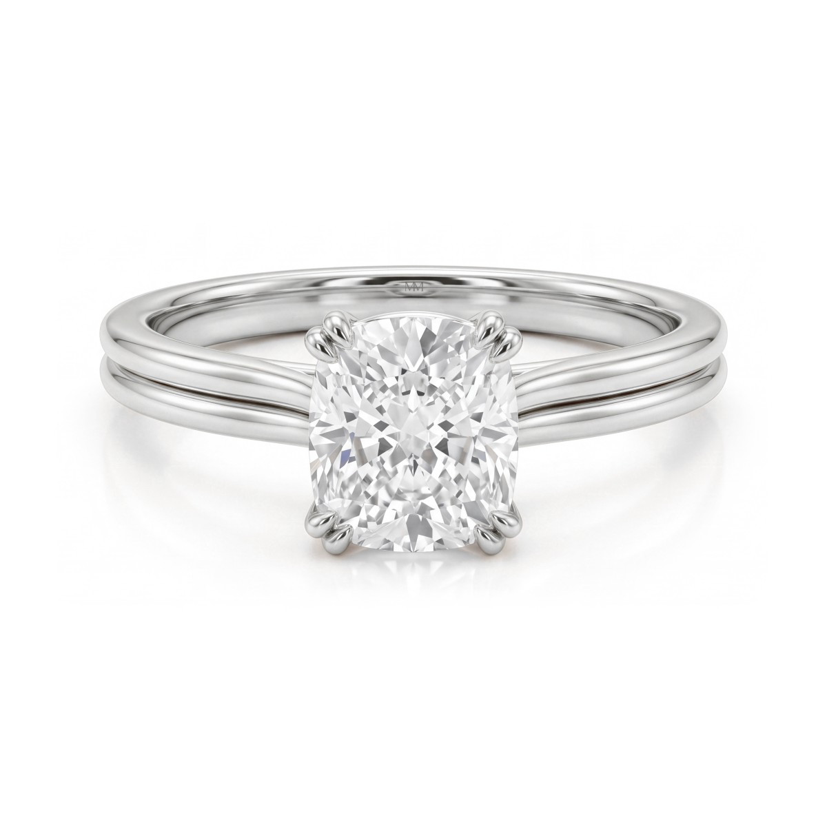 Entwine - Bague de fiançailles en moissanite taille coussin avec double anneau croisé