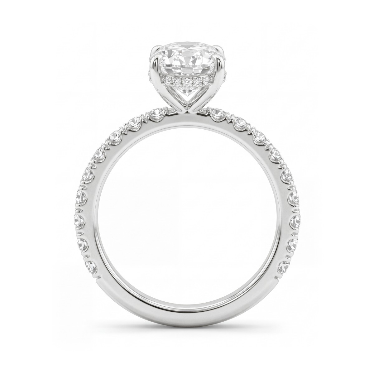 Moonveil - Bague de fiançailles en moissanite ovale avec halo caché et anneau pavé
