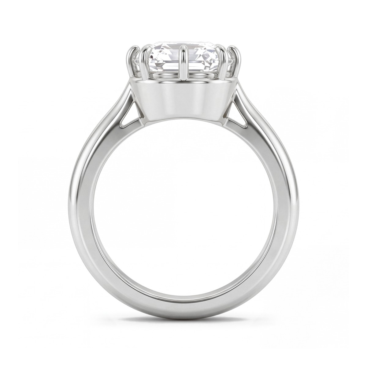 Reverie - Bague de fiançailles solitaire en moissanite de forme coussin allongé à huit griffes