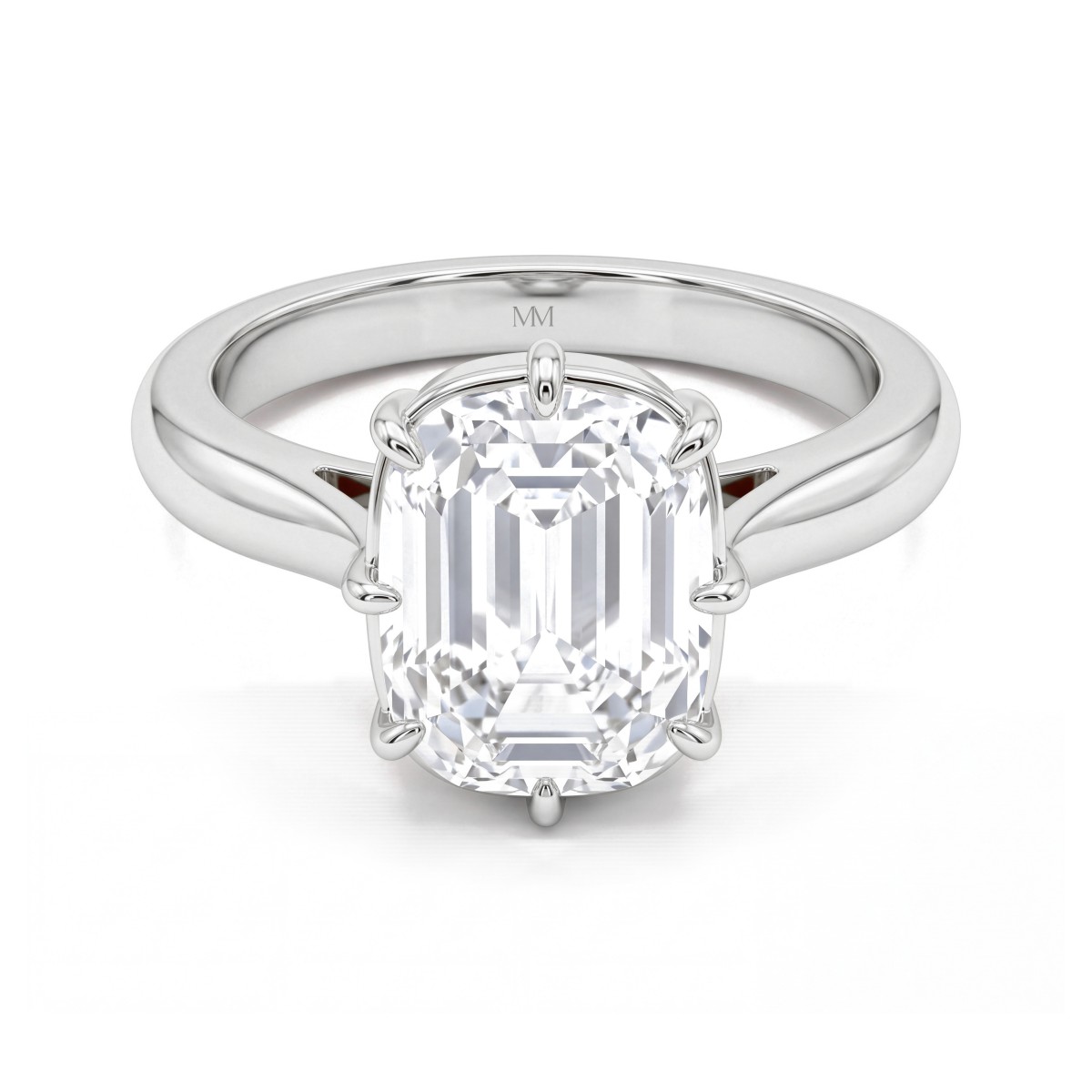 Reverie - Bague de fiançailles solitaire en moissanite de forme coussin allongé à huit griffes