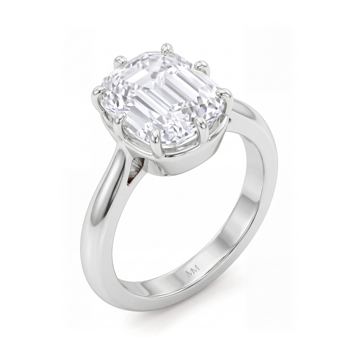 Reverie - Bague de fiançailles solitaire en moissanite de forme coussin allongé à huit griffes