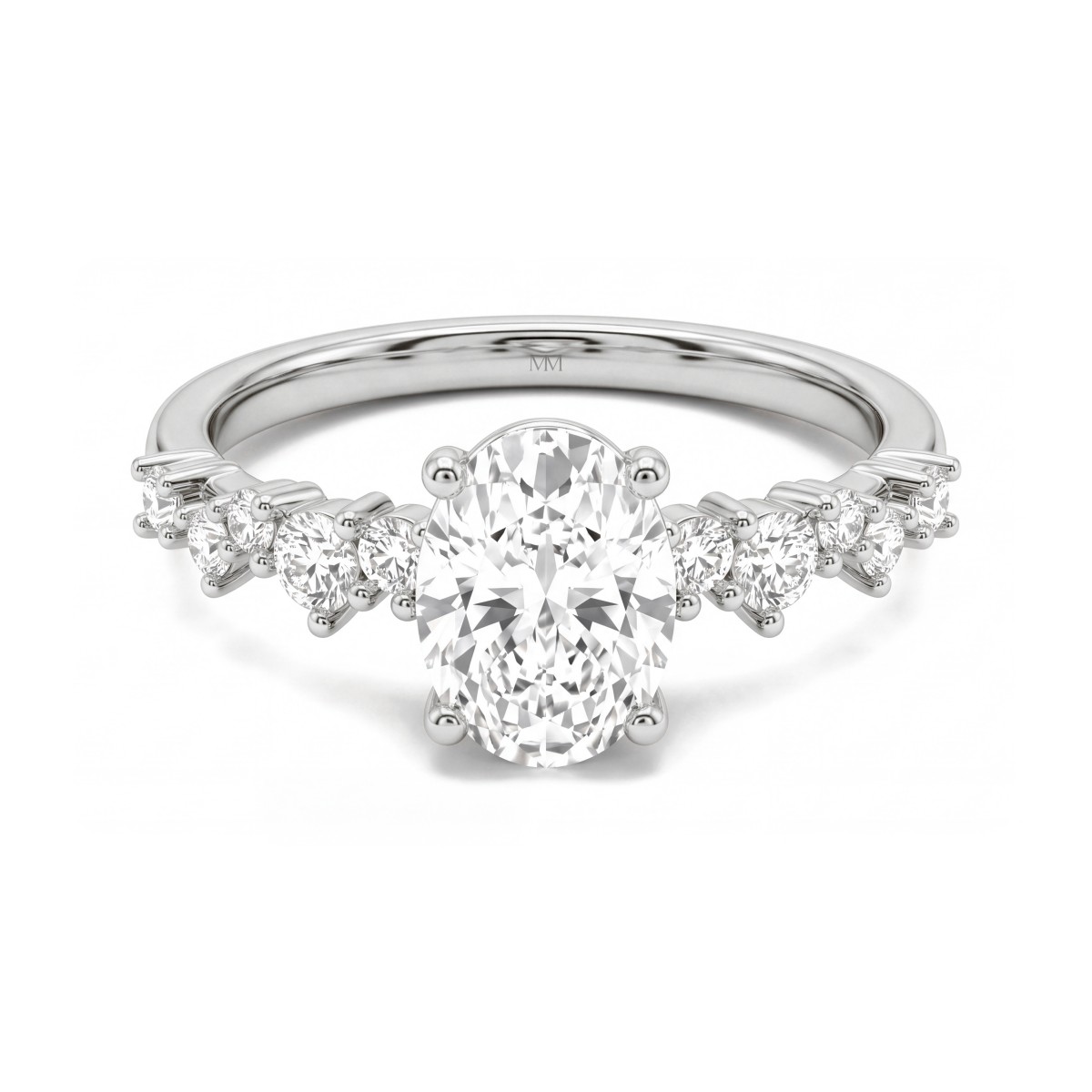 Constella - Bague de fiançailles en moissanite ovale avec pierres latérales disséminées
