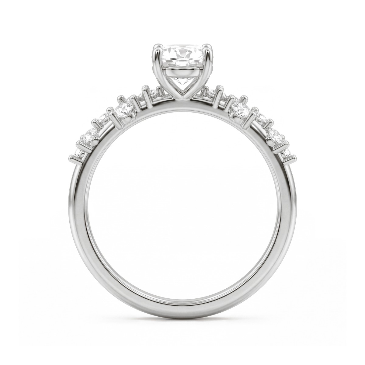Constella - Bague de fiançailles en moissanite ovale avec pierres latérales disséminées