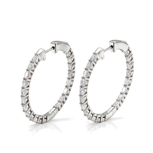 Luminette - Créoles en moissanite taille ovale à griffes partagées