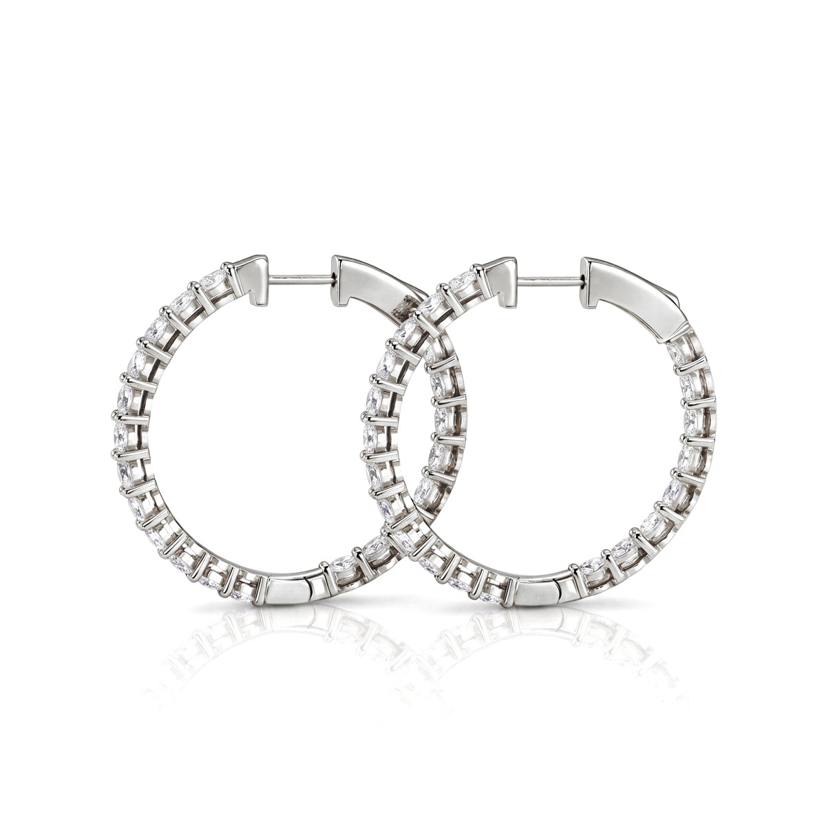 Luminette - Créoles en moissanite de taille ovale à griffes partagées