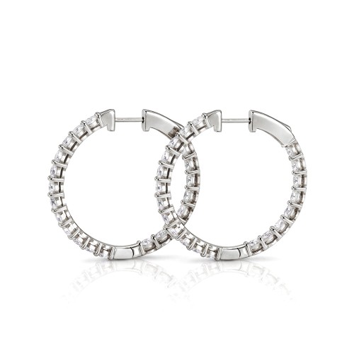 Luminette - Créoles en moissanite taille ovale à griffes partagées