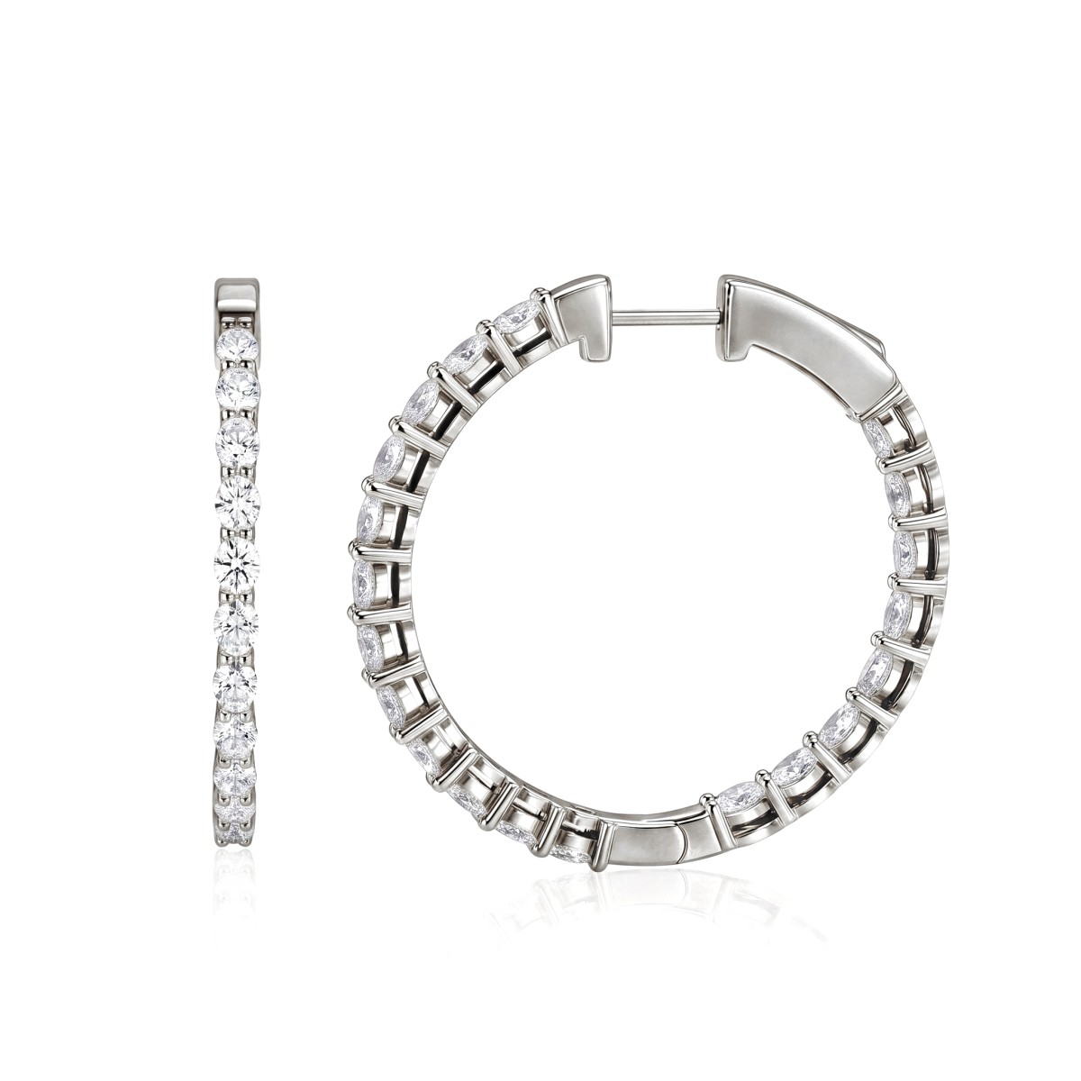 Luminette - Créoles en moissanite de taille ovale à griffes partagées
