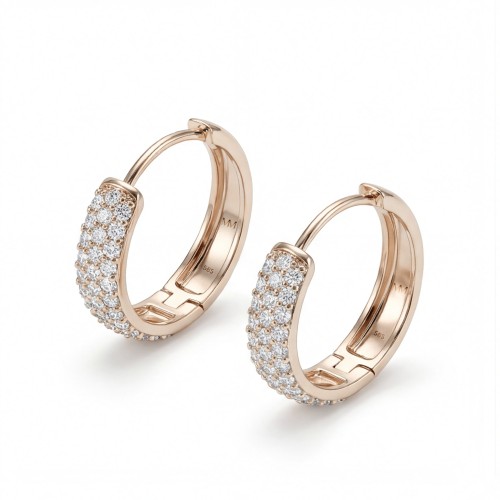 Glintique - Mini-créoles serties pavé en moissanite avec fermoir articulé