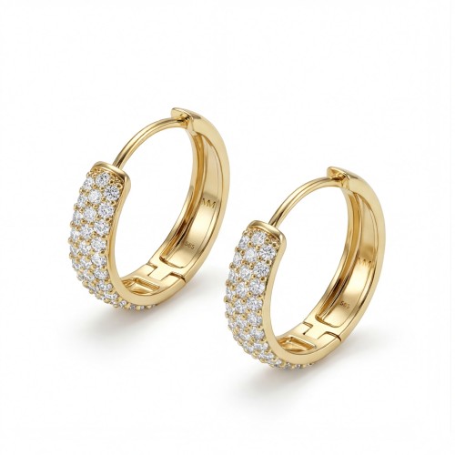 Glintique - Mini-créoles serties pavé en moissanite avec fermoir articulé