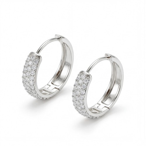 Glintique - Mini-créoles serties pavé en moissanite avec fermoir articulé