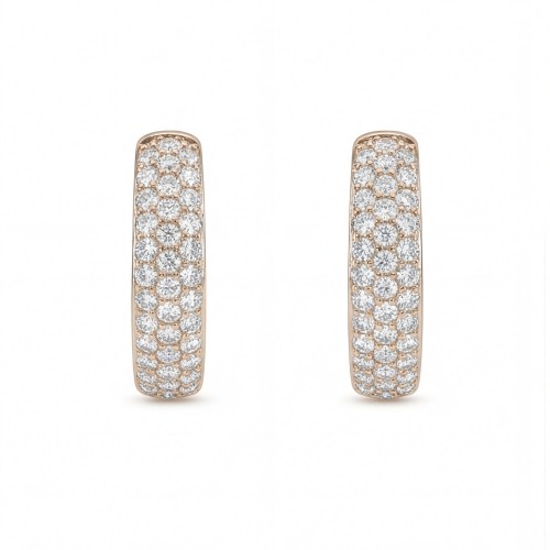Glintique - Mini-créoles serties pavé en moissanite avec fermoir articulé