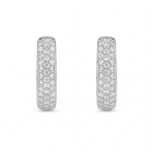 Glintique - Mini-créoles serties pavé en moissanite avec fermoir articulé