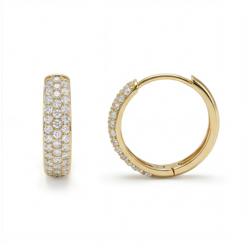 Glintique - Mini-créoles serties pavé en moissanite avec fermoir articulé