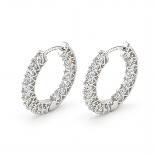 Pristine - Boucles d’oreilles mini-créoles en moissanite