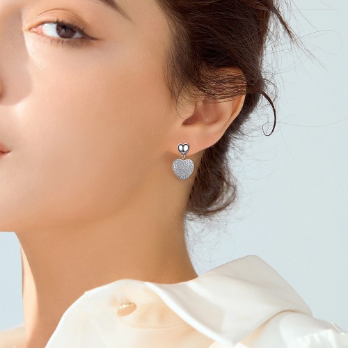 Hearts of Pavé - Pendants d’oreilles en moissanite avec serti pavé
