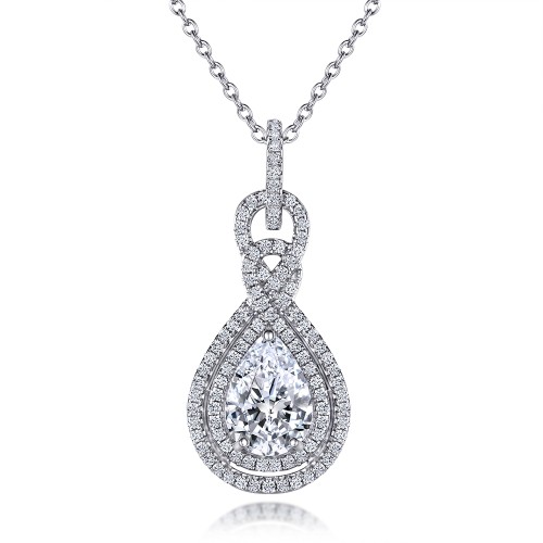 Pearla - Pendentif en moissanite taille poire à double halo