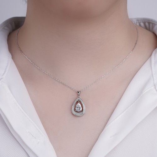 Pendula – Pendentif goutte en moissanite avec l’élégance d’un double halo