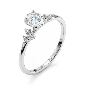 Ovaline - Bague en moissanite ovale avec pierres latérales discrètes Ovaline - Bague en moissanite ovale avec pierres latérales discrètes