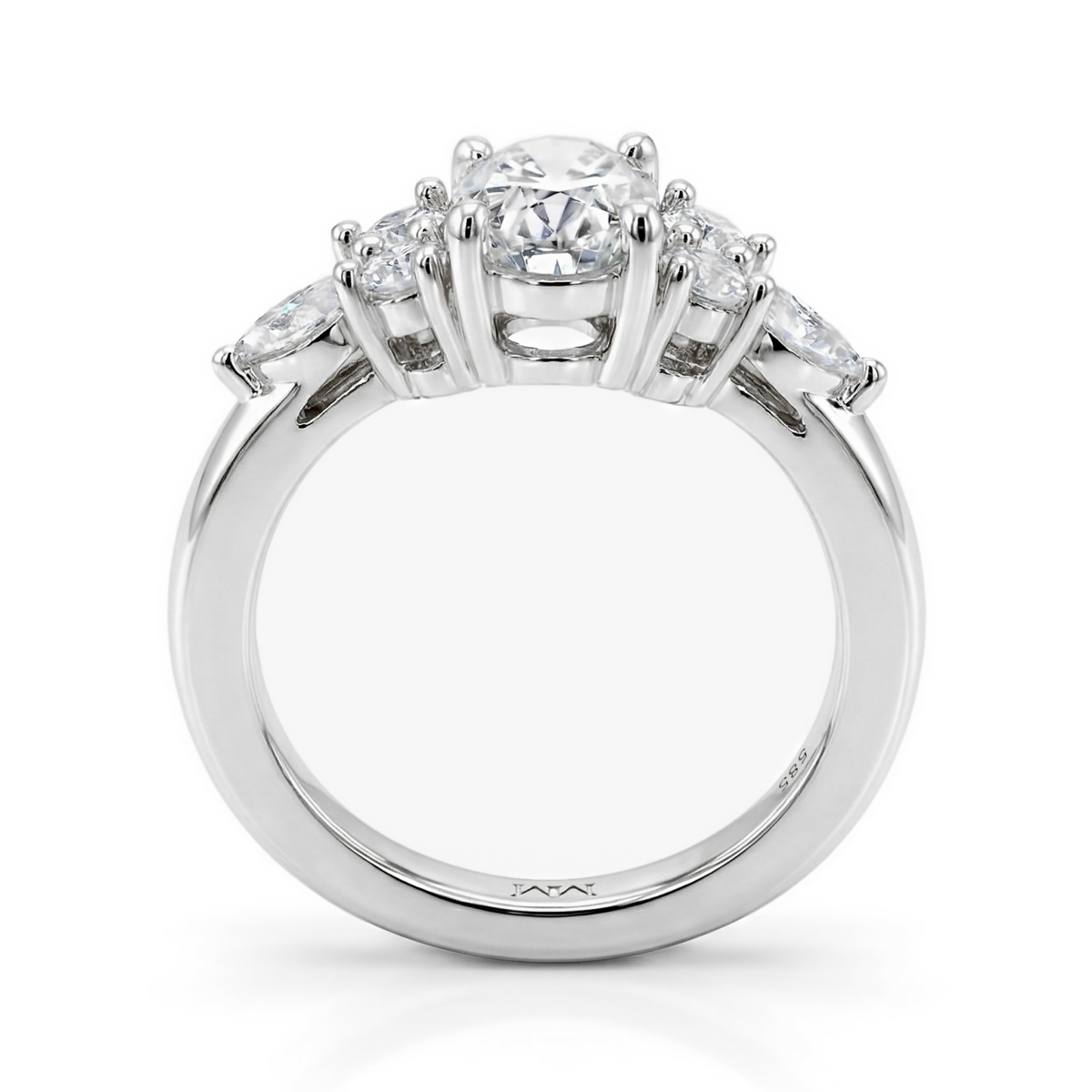 Lustrina - Bague en moissanite ovale aux détails étincelants