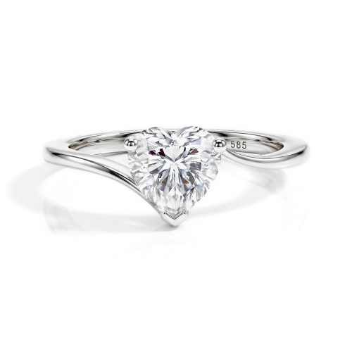 Amora - Bague solitaire en moissanite taille cœur