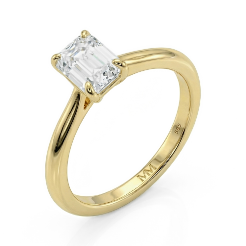 Elysium - Bague solitaire en moissanite taille émeraude