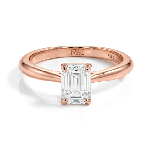 Elysium - Bague solitaire en moissanite taille émeraude