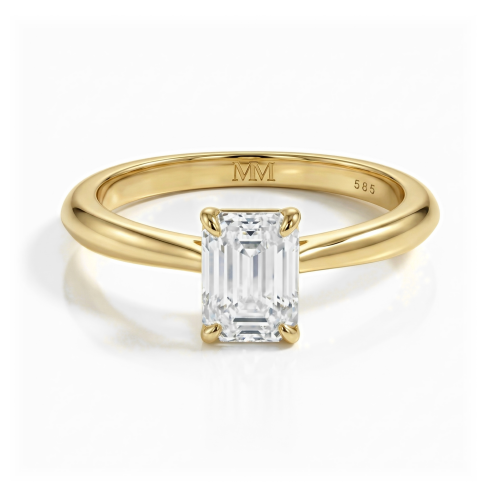 Elysium - Bague solitaire en moissanite taille émeraude