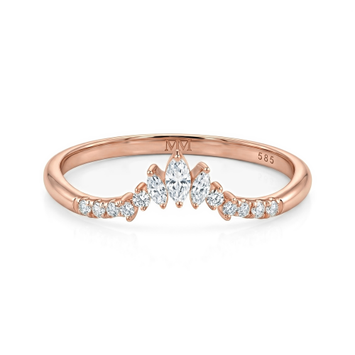 Serenella - Alliance ornée de moissanites de taille marquise et de taille ronde