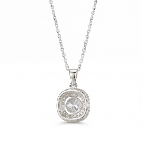 Vivara - Pendentif en moissanite avec halo serti de pierres